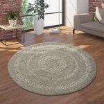 Tapis int�rieur et ext�rieur rond tiss� � plat avec style sisal design scandinave beige cr�me 120 cm ...