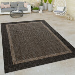 Tapis int�rieur & ext�rieur tissage � plat moderne bordure motif oriental anthracite 120x160 cm - paco ...