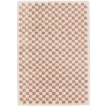 Sweeek - tapis int�rieur shaggy poils longs damier vieux rose et cr�me 120 x 170 cm