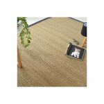 Décoweb - tapis jonc de mer - assam chevron - ganse coton anthracite - 200 x 200 cm Décoweb - tapis jonc de mer - assam chevron - ganse coton anthracite - 200 x 200 cm