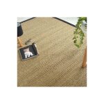 D�coweb - tapis jonc de mer - assam chevron - ganse coton noire - 140 x 200 cm