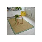 Dcoweb - tapis jonc de mer - bihar fin chevron - ganse coton vert olive - 200 x 200 cm