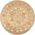 Tapis jute design tress� 120 cm rond vidaxl