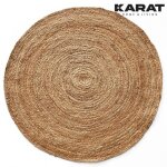 Tapis de jute surat rond tiss  la main en fibres naturelles 120 x 120 cm