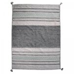 Jadorel - tapis kilim fait main en coton 80x150 gris et noir rectangle motif ethnique lyn15 tive