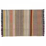 Tapis en laine tiss� � plat avec motifs et franges 160 x 230 cm