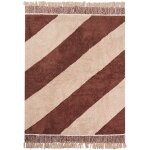 Tapis motif rayé avec franges bordures décoratives 140 x 200 cm en coton marron et beige xuluf Tapis motif rayé avec franges bordures décoratives 140 x 200 cm en coton marron et beige xuluf