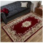 Flair rugs - tapis d'orient shaggy en laine aubusson rouge 75x150