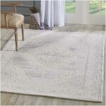 Unamourdetapis - tapis oriental 120x160 gris clair rectangle motif ancestral lyn7 falan