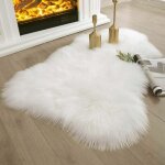 Tapis en peau de mouton ultra doux tapis moelleux blanc pour chambre � coucher salon 2 pi x 3 pi