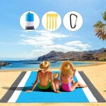 Tapis de plage, 210200cm couverture de pique - nique imperm�able anti - sable portable avec 4 piquets ...