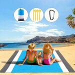 Tapis de plage, 210200cm couverture de pique - nique impermable anti - sable portable avec 4 piquets ...