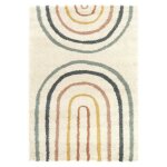 Dcoweb - tapis  poils longs - rainbow - couleurs pastel - 80 x 150 cm