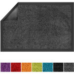 Tapis de porte paillasson d'entr�e use&wash gris anthracite 90 x 120 cm