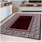Allotapis - tapis rectangle pour salon baroque � m�ches courtes stessy rouge 80x150