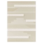 D�coweb - tapis en relief g�om�trique - salvador - lignes �cru et beige naturel - 120 x 170 cm