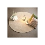 Décoweb - tapis rond doux - hypnose beige nude - galon beige foncé - ø 120 cm Décoweb - tapis rond doux - hypnose beige nude - galon beige foncé - ø 120 cm