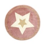 Tapis rond enfant '�toile m�tallis�e' 80cm rose