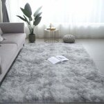 Tapis de salon 160 x 230 cm gris peluche polypropyl�ne doux tapis antid�rapant