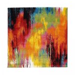 Unamourdetapis - tapis salon et chambre 100x100 multicolore carr� tiss� motif g�om�trique belo 1