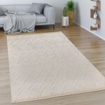 Tapis salon chambre adulte poils ras motif boho motif geometrique franges 120x170 cm, cr�me 7 - paco ...