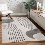 Tapis salon chambre adulte poils ras motif fleuri arc - en - ciel motif geometrique 120x160 cm, gris ...