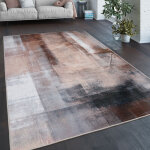 Tapis salon chambre adulte tissage plat moderne motif abstrait vintage lavable 120 cm rond, multicolore ...