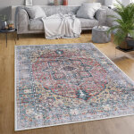 Tapis salon chambre adulte tissage plat moderne oriental marocain vintage lavable 120x160 cm, multicolore ...