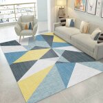 Jn. songs - tapis de salon chambre design moderne bleu et jaune 160x230cm motif exquis Jn. songs - tapis de salon chambre design moderne bleu et jaune 160x230cm motif exquis