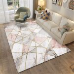 Tapis salon g�om�trique style moderne gris rose r�sistant � l'usure tapis doux decoration chambre fille ...