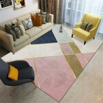 Tapis salon gomtrique triangles moderne rose gris poils courts tapis antidrapant velours enfants tapis ...