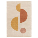 Dcoweb - tapis de salon  motif organique - sully - cru, jaune et terracotta - 120 x 170 cm