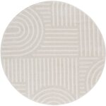 Tesso living - tapis salon  poil court, boho gomtrique - blanc - 160 cm (rond)