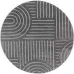 Tesso living - tapis salon à poil court, boho géométrique - gris - Ø120 cm (rond) Tesso living - tapis salon à poil court, boho géométrique - gris - Ø120 cm (rond)