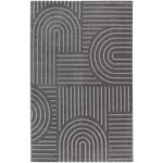 Tesso living - tapis salon � poil court, boho g�om�trique - gris - 200cm x 290cm