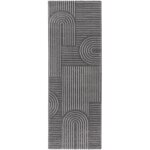Tesso living - tapis salon  poil court, boho gomtrique - gris - 80cm x 220cm