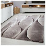 Allotapis - tapis pour salon rectangle effet courbe alabama marron 80x300