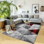 Jadorel - tapis salon et chambre 120x170 rouge et gris rectangle tissé motif géométrique soltam Jadorel - tapis salon et chambre 120x170 rouge et gris rectangle tissé motif géométrique soltam