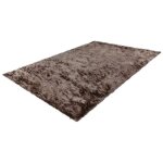 Tapis de salon uni shaggy doux twist marron 80x150