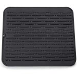 Tapis de schage vaisselle xl en silicone 45 x 40 cm garantie  vie (noir)