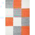 Life - tapis shaggy poils longs motifs carreaux (gris / blanc / terracotta - 120x170cm) Life - tapis shaggy poils longs motifs carreaux (gris / blanc / terracotta - 120x170cm)
