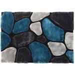 Tapis shaggy � poils longs - turquoise et gris - 160 x 230 cm - pietra
