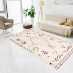 Tapis berbre motif ethnic 80x150 crme lyn5 jadida