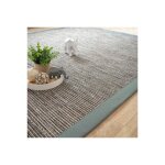 Tapis tiss� plat - born�o silver - ganse coton vert de gris - 120 x 170 cm