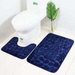 Tapis de toilette et tapis de bain, 2 pices, microfibre, polyester, dos en caoutchouc antidrapant, ...
