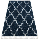 Tapis union 3488 tr�fle marocain trellis bleu et cr�me franges berb�re marocain shaggy blue 120x170 cm ...