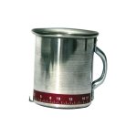 Tasse en aluminium pour mesure de d�bit d'eau ? d�bit r�glable de 1 � 17 l / mn ? dimensions �70 x 90 ...