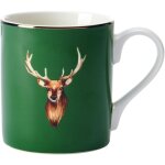 Mikasamikasa tasse à café, porcelaine, 280 ml, imprimé cerf, style moderne, vert, réutilisable Mikasamikasa tasse à café, porcelaine, 280 ml, imprimé cerf, style moderne, vert, réutilisable