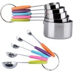 Tasses et cuill�res mesurer - ensemble de 10 pi�ces en acier inoxydable avec poign�e en silicone (5 cuill�res ...