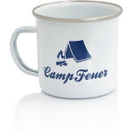 Tasse en �mail 350 ml - blanc gobelet �mail avec bord, acier inoxydable, mug camping - campfeuer